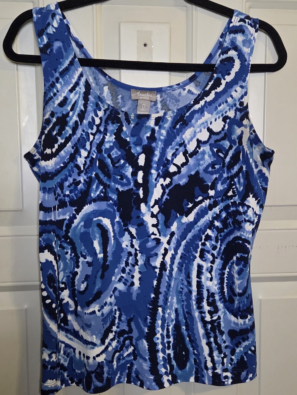 Chico's Travelers - Blue Multi-Print Scoop Neck Tank Top